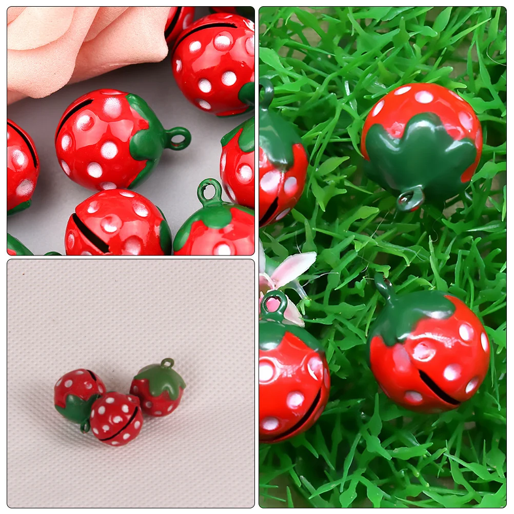 

10Pcs Strawberry Pattern Bell Pet Supplies Metal Rings Easy on Off Safety Buckle Cute Design for Cats Dogs Pet Bells