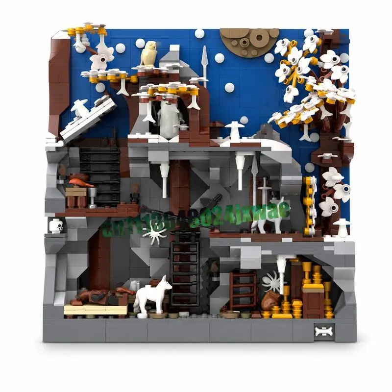 1014PCS Wolfpack Starry Winter Night Diorama MOC Building Blocks Creative Architecture Assembly Model DIY Toy Educational Gift