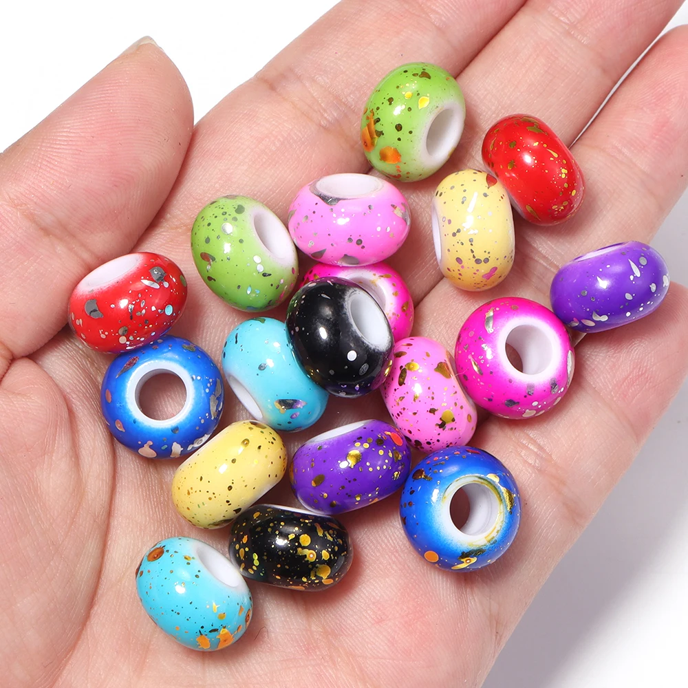 20 Stück bunte, gold- und silberfarbene Acryl-Abstandsperlen mit großem Loch, runde Abakus-Radperlen für DIY-Schmuckherstellungszubehör – Detail 5
