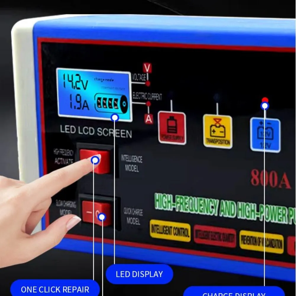 

Автомобильное зарядное устройство 12 В 24 В, 220 В, импульсное зарядное устройство для ремонта влажных и сухих кислотных аккумуляторов с интеллектуальной технологией зарядки