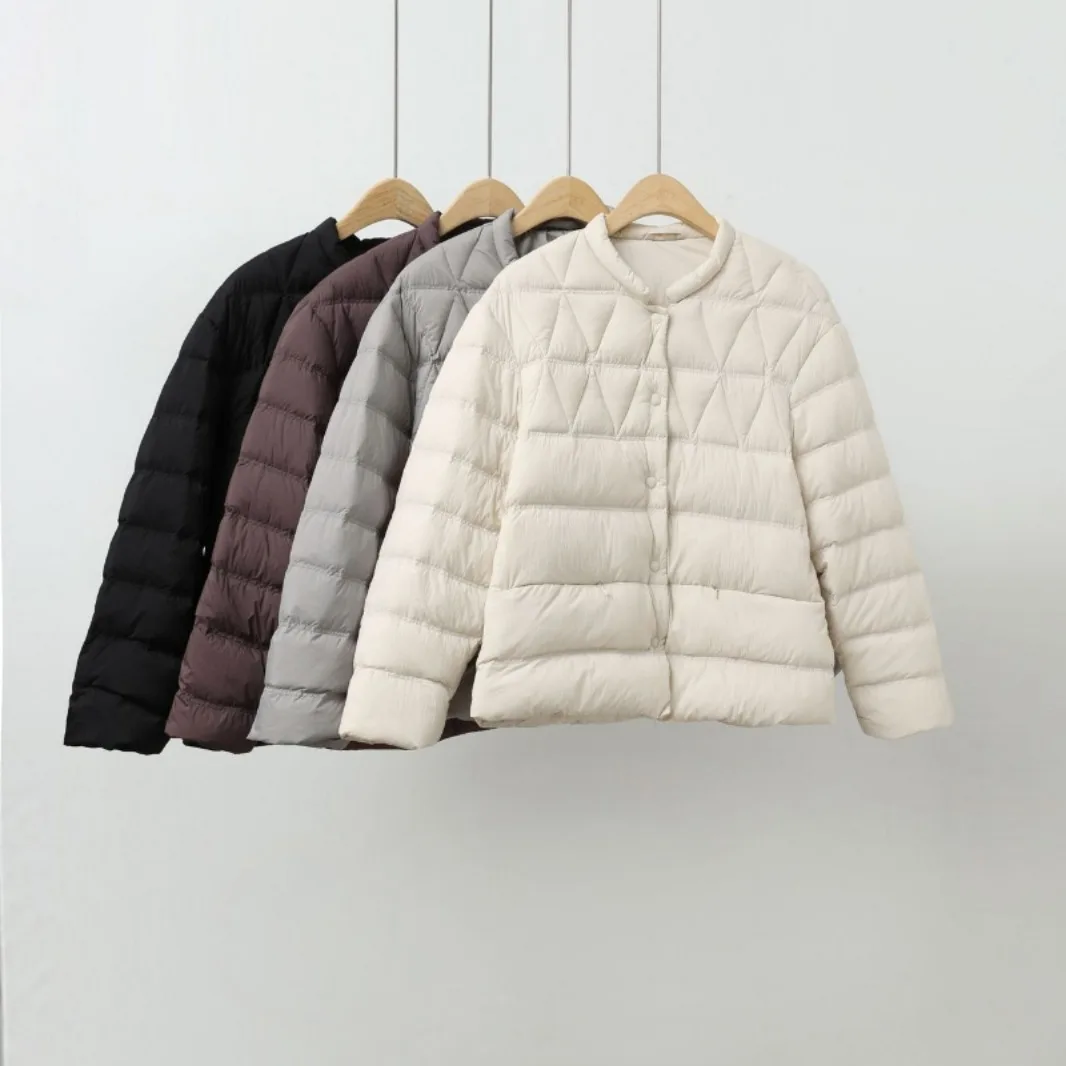 الشتاء المرأة أسفل سترة جديدة الوقوف طوق واحدة الصدر ألف خط الصلبة الأبيض بطة أسفل الحد الأدنى معاطف السترة غير رسمية الاتجاه #6