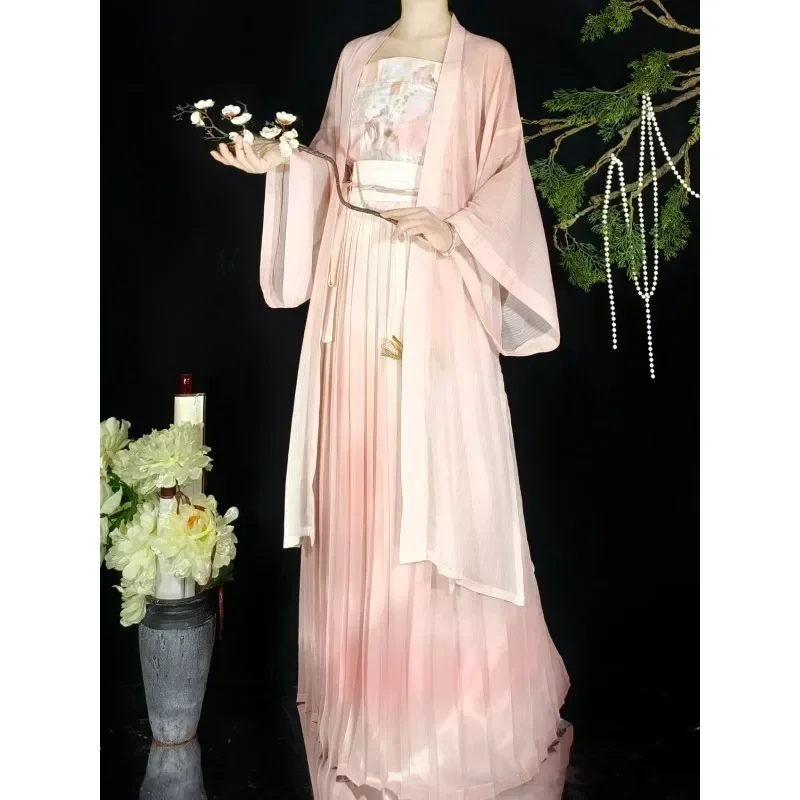 

2026 Autumn Original Blue Pink Smudged Hanfu Dresses Suit Robe Skirt Top Women's Clothing Exquisite Masquerade Cospaly Costumes