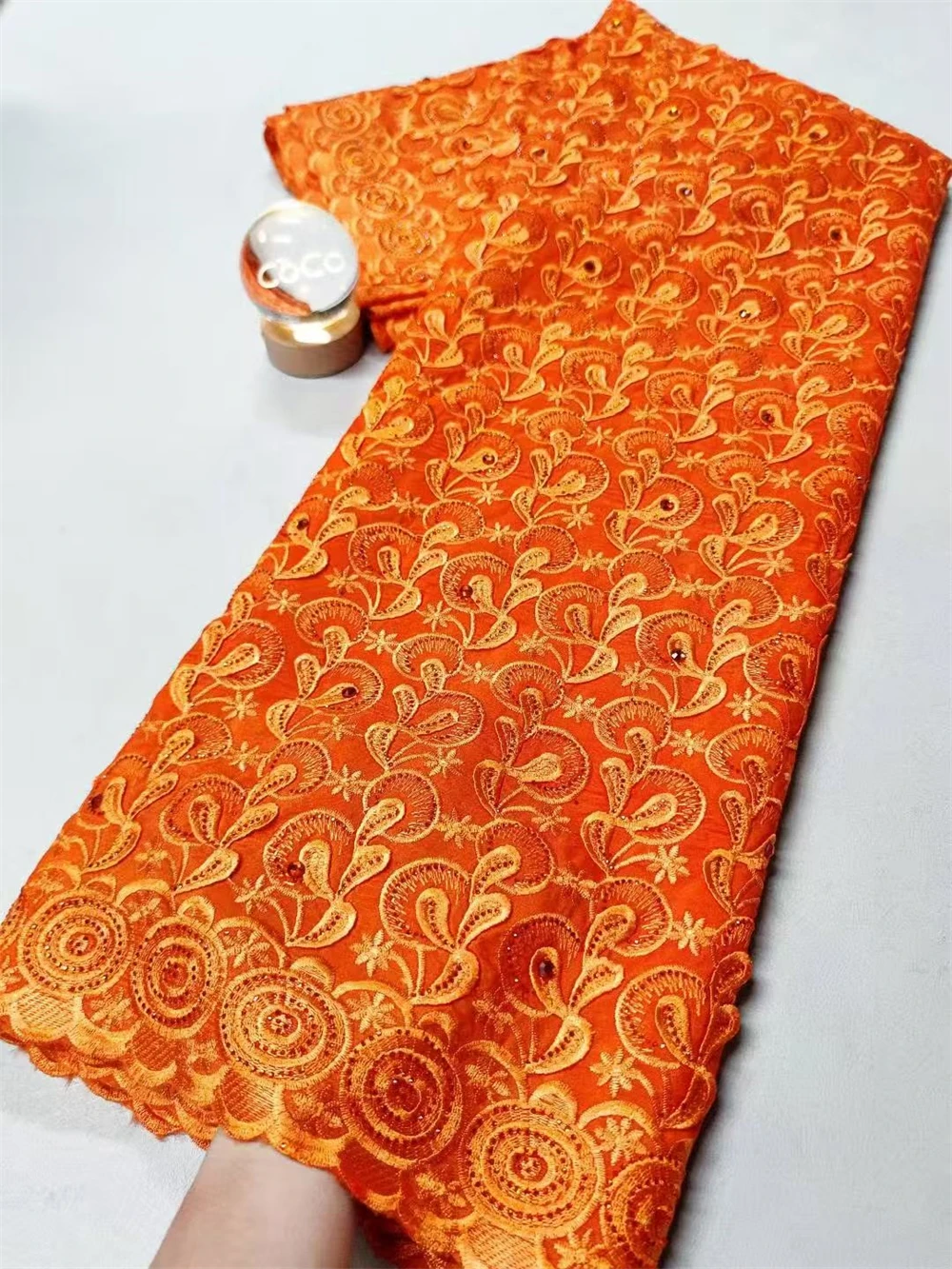 

Cotton Lace Embroidery Luxury Stones Swiss Voile Lace Fabric Nigerian Lace Women Party Dress Material 5 Yards