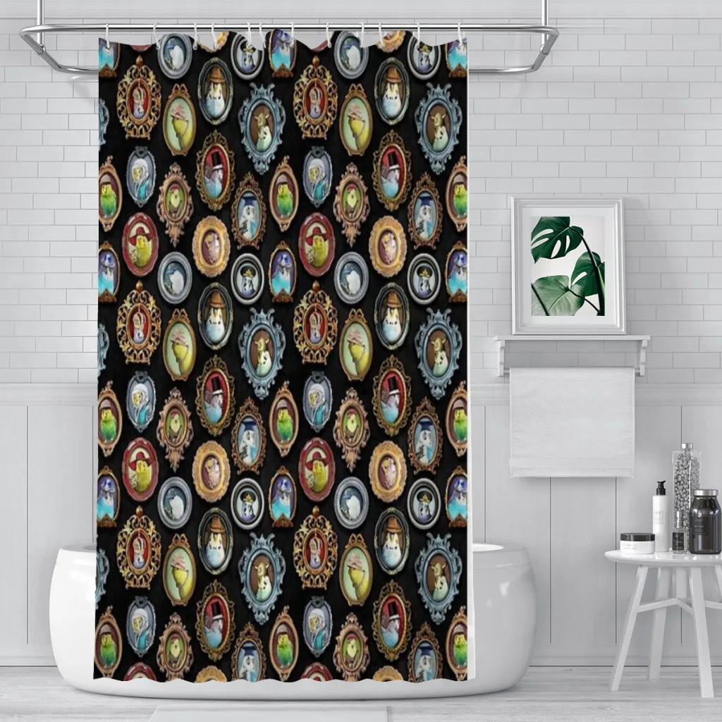 Budgies in Hats Unique decor Modern Fabric Bathroom Shower Curtains art design Print Curtain