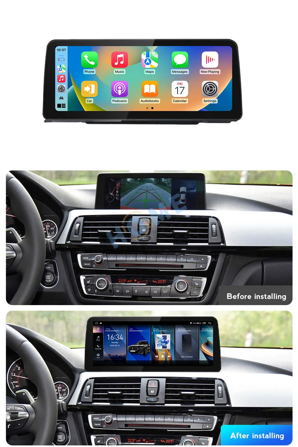 ZJZ 12.5インチ Android 13 8コア 128GB MTK7862 GPSナビゲーション ワイヤレス Apple CarPlay BMW 3/4シリーズ F30 F31 F32 F33 F34 ブルー-t対応