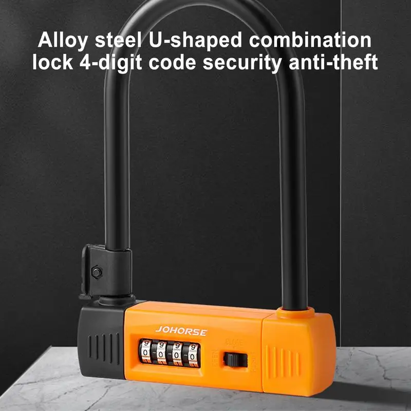 

Bicycle U Lock Heavy Duty Anti theft Bike Paddle Combination Lock 4 Digit Resettable U Locks for Bicycle Cycling Accessories