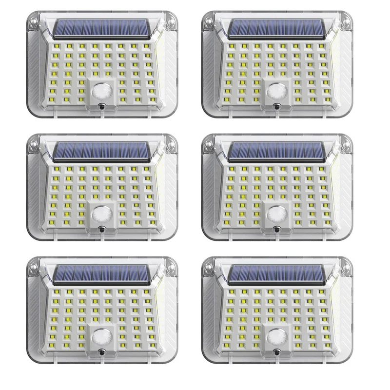 

Лампа наружная настенная с солнечной батареей, водонепроницаемый индукционный светильник с прозрачным корпусом для внутреннего дворика, улицы, двора, балкона, 90 светодиодов