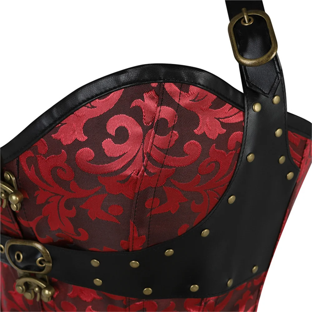 Corset Halter Rétro Gothique pour Femme avec Baleines en Acier, Lingerie Sexy, Sculpteur de Silhouette Overbust, Bodice à Lacets, Style Steampunk Burlesque