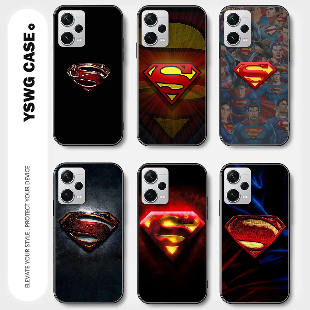 Superman S Logo For Xiaomi Redmi Note 8 9 10 11 12 13 C Pro Plus K70 Phone Case Cover Black