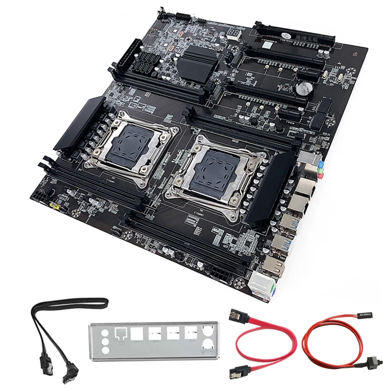 X99 Dual-Socket E-ATX Motherboard With Switch Cable+2XSATA Cable+Bezel LGA2011-3 Dual CPU DDR4 ECC Memory Slot 8XSATA2.0