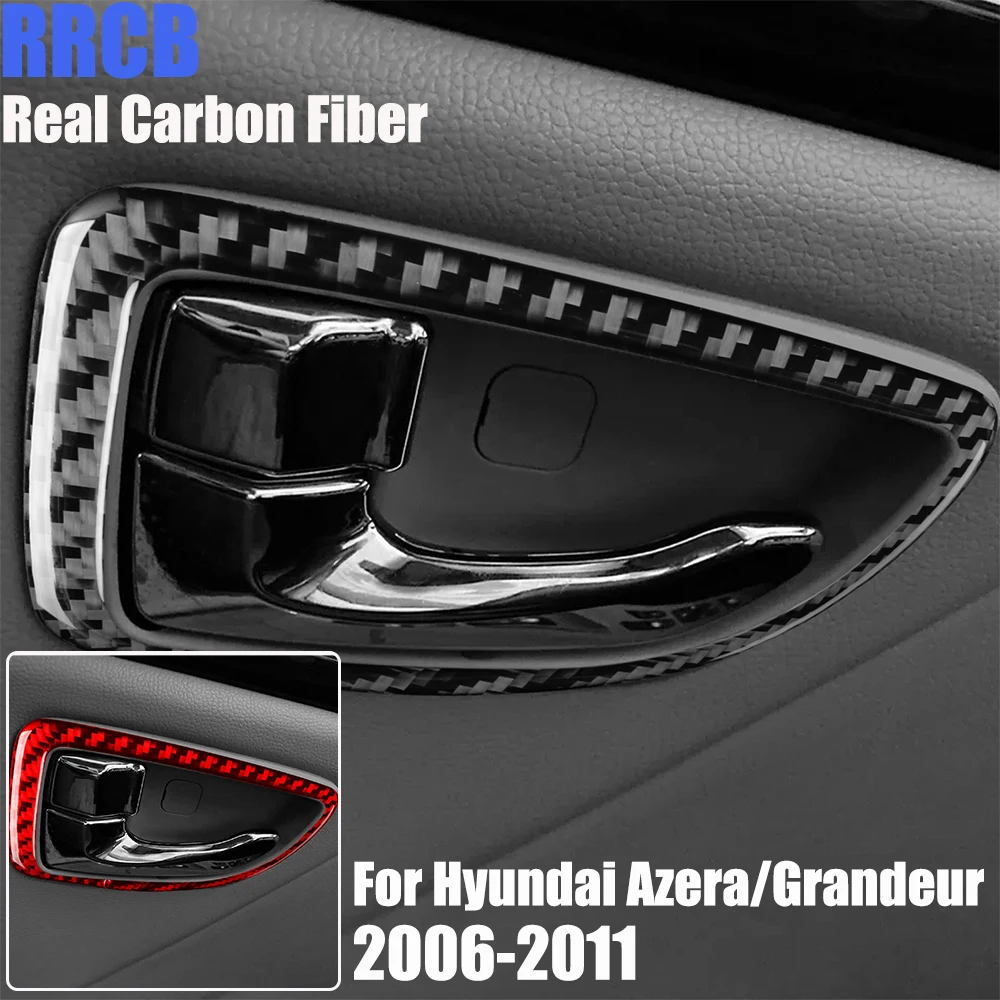 Real Carbon Fiber Car Accessories Door Handle Strips Cover Soft Sticker For Hyundai Azera/Grandeur 2006 2007 2008 2009 2010 2011