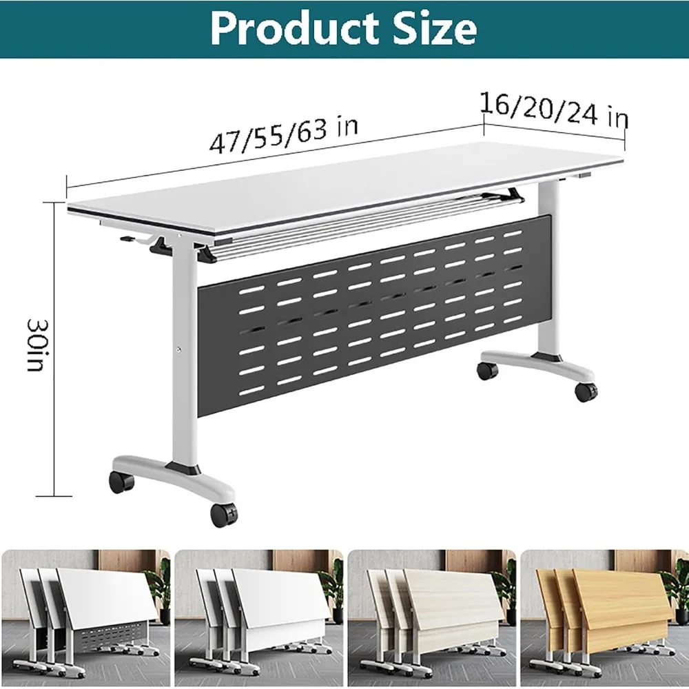 Conference Table Foldable Meeting Tables, Conference Rooms Training Rooms Flip Top Mobile Training Table, Rolling Meeting Table