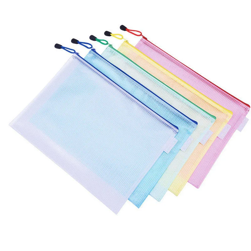 1Pcs Mesh Zipper Pocket Folders A3 A4 A5 A6 Waterproof Pvc Document Bag for Pouch Filing Stationery Organizer Office Metting Sup