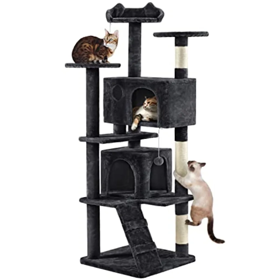 

Multi-Level Cat Tree with Cozy Condos and Elevated Perches Designed for Large Indoor Cats Providing Ample Space for Climbing Sc