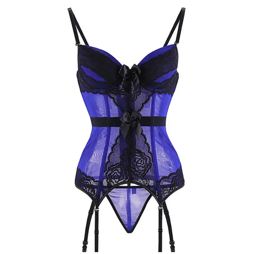 Sexy Corset With Cup Straps See Through Breathable Fabric Gothic High Elasticity Overbust Lingerie Bustier Top Women Plus Size