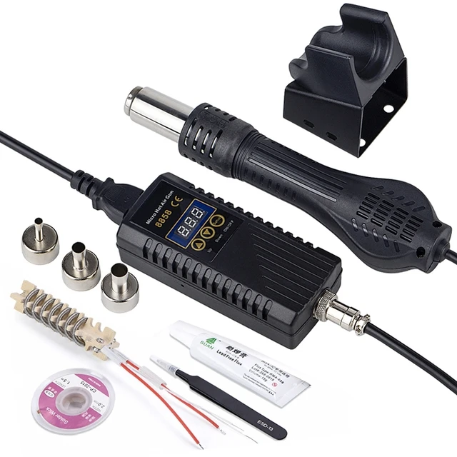 8858-5Micro Hot Air Gun 750W Rework Soldering Station LCD Digital Hair Dryer For Soldering 110V Heat Gun Welding Repair Tools