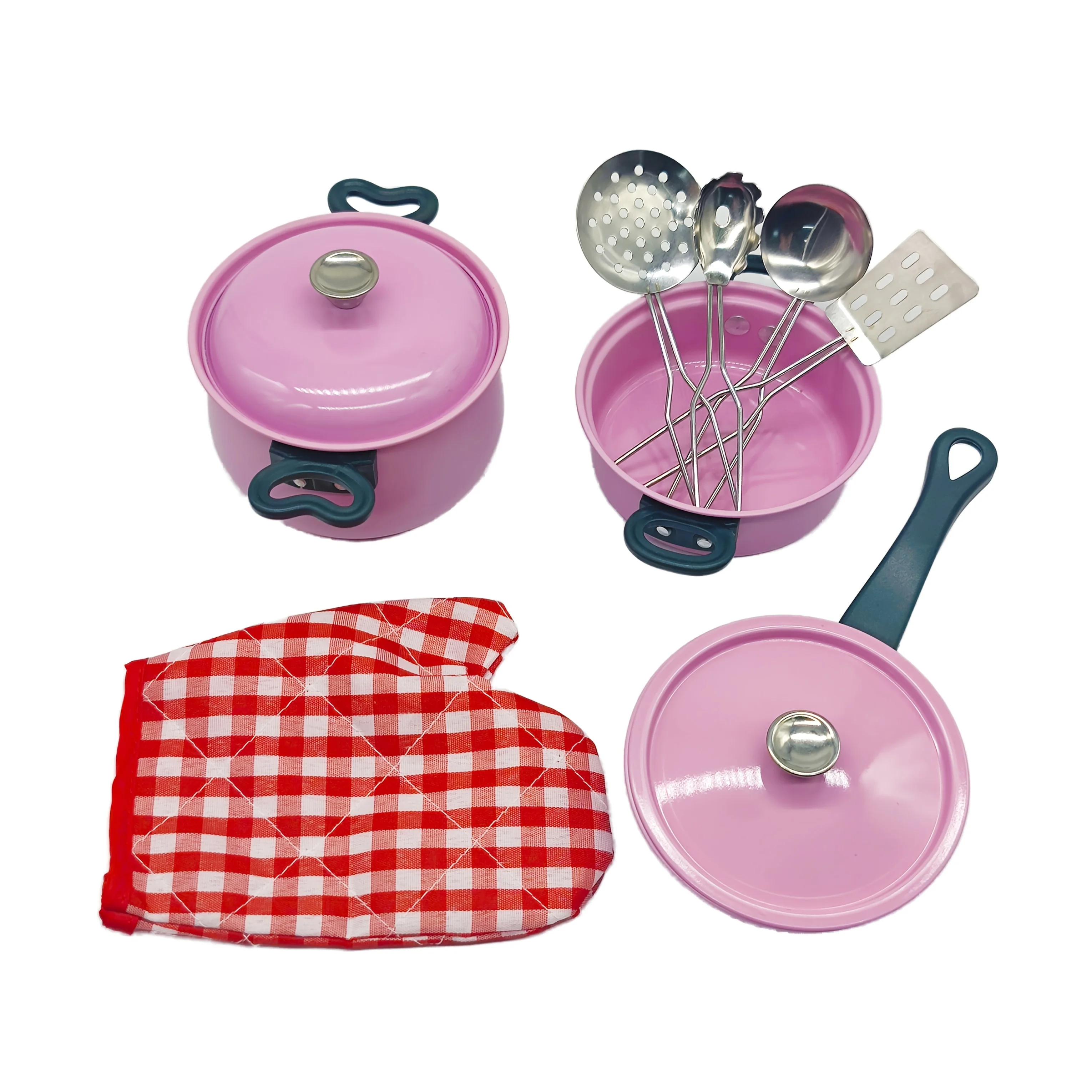 Kleurrijke roestvrijstalen fantasiespel kookset kinderkeuken en voedsel speelgoed servies voor meisjes