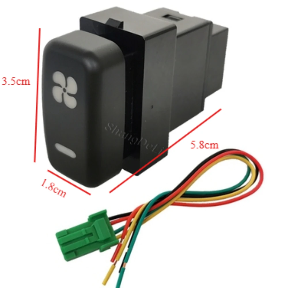 1Pc Car LED Rear Fog Light Radar Fan Switch Button with Wire For Mitsubishi Outlander Pajero V73 V93 V97 Lancer EX Accessories