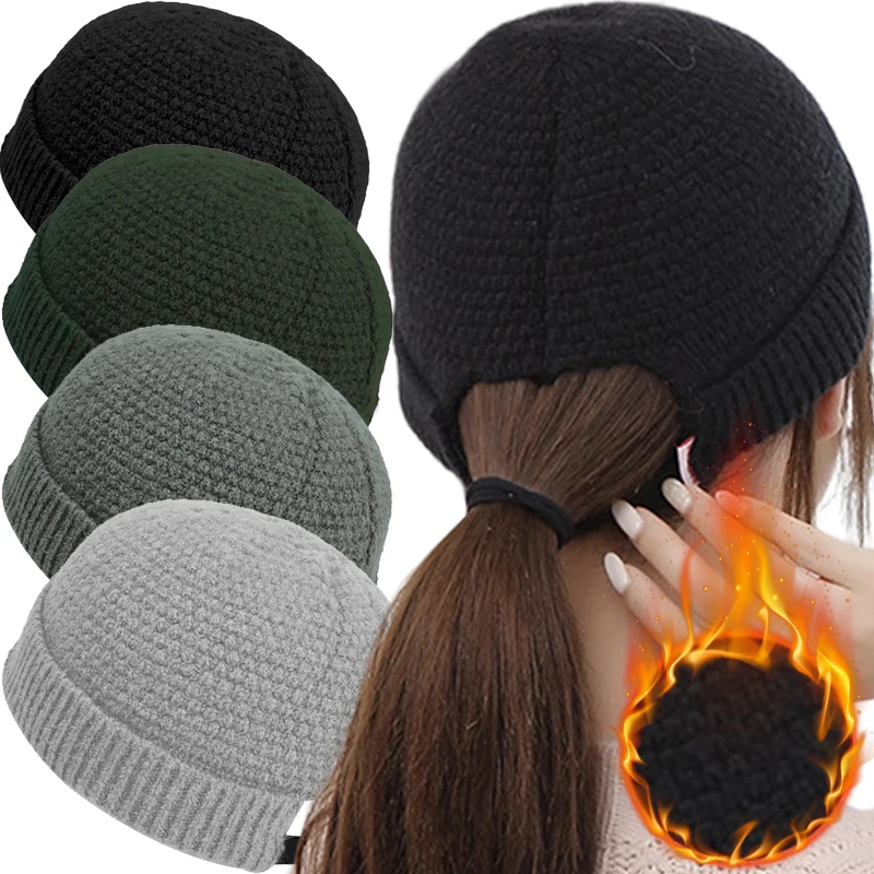 Fashion  Knitted Beanie Hat Solid Color Hip Hop Skullies Caps Unisex Winter Outdoor Baggy Cotton Rolled Bonnet Rogue Melon Caps