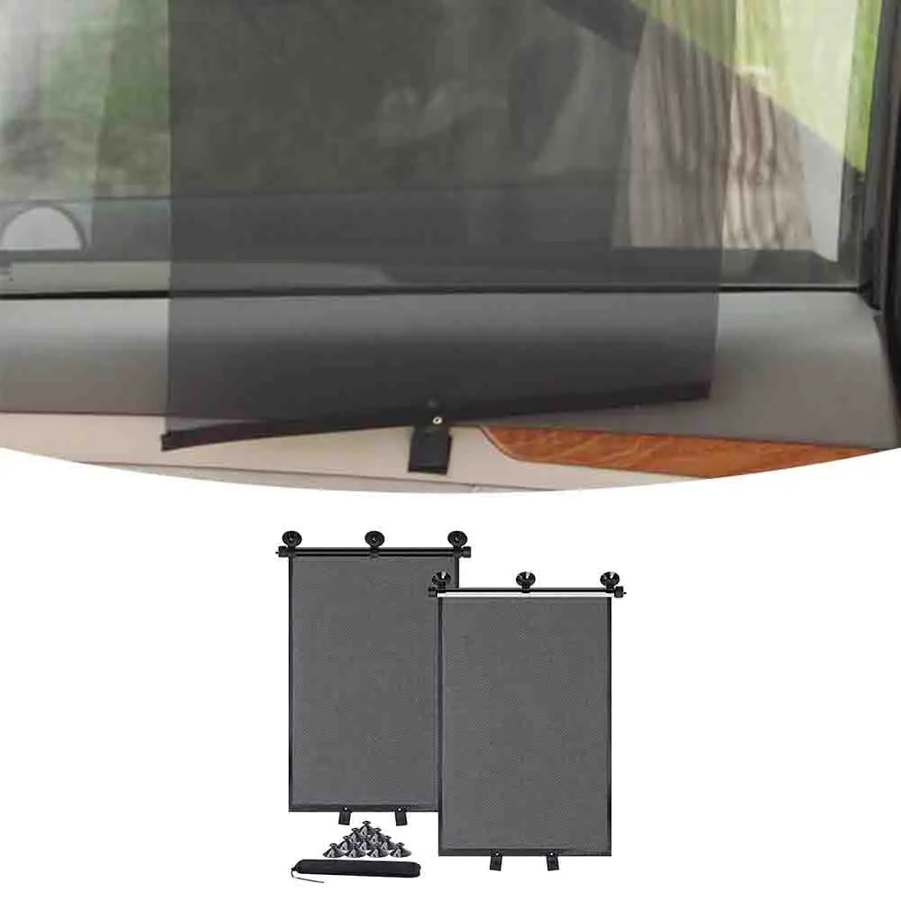 2pcs Auto Retractable Roller Blinds Auto Window Shades Suction Cups For Baby Retractable Sun Shade For Car Window ABS 40*45cm