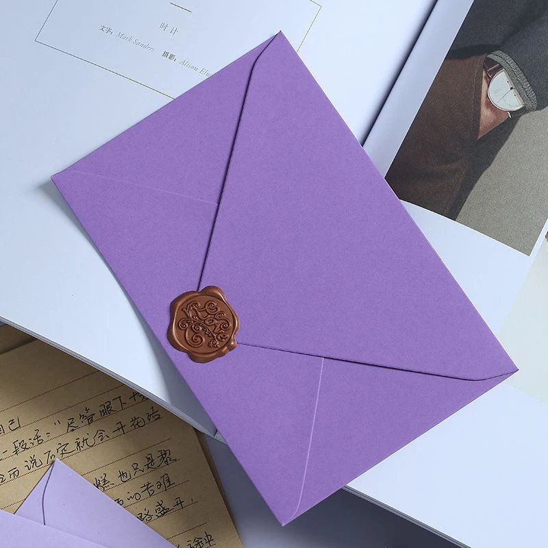 10pcs/lot Purple Envelope High-grade Small Business Supplies 250g Paper Envelopes for Wedding Invitations Stationery Postcards