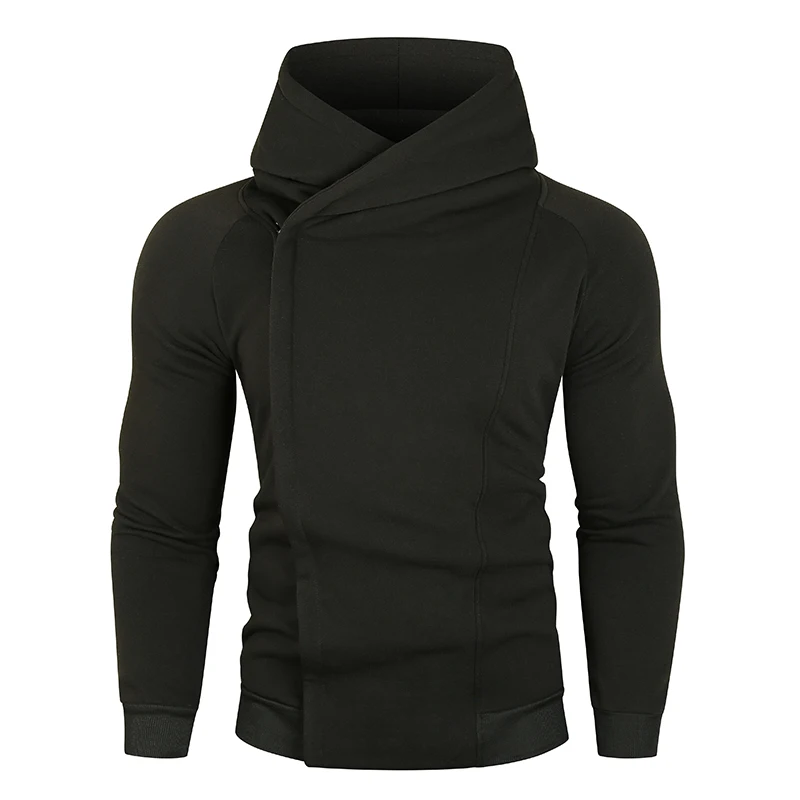 Men's Hoodie One Piece Sweatshirt Diagonal Zipper Korean Fashion Streetwear Hood Sweatshirt Men's T-Shirt Plush for warmth