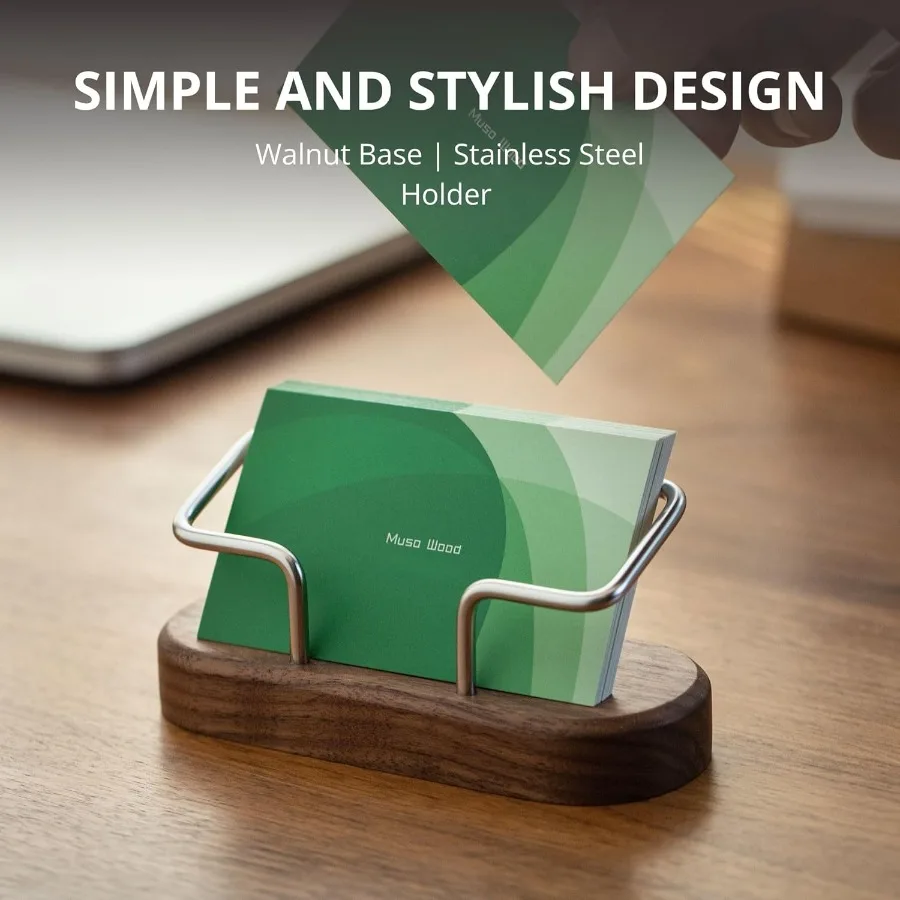 حامل بطاقة عمل من خشب Muso للمكتب، عرض بطاقات عمل خشبية إبداعية لطاولة المكتب الخشبية لطاولة المكتب