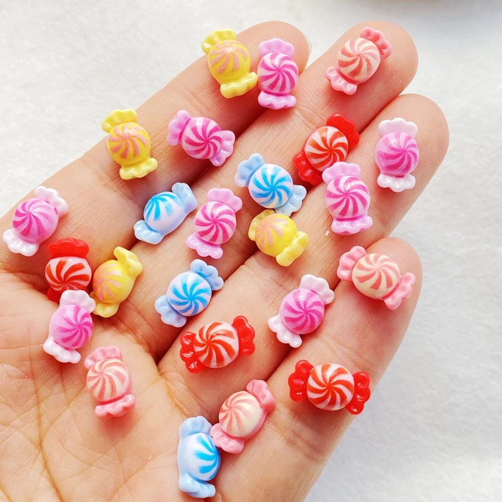 30 Uds. De nuevos variados de resina para decoración de uñas, caramelos coloridos, dijes de diseñador, diamantes de imitación, manualidades DIY para decoraciones 3D de uñas