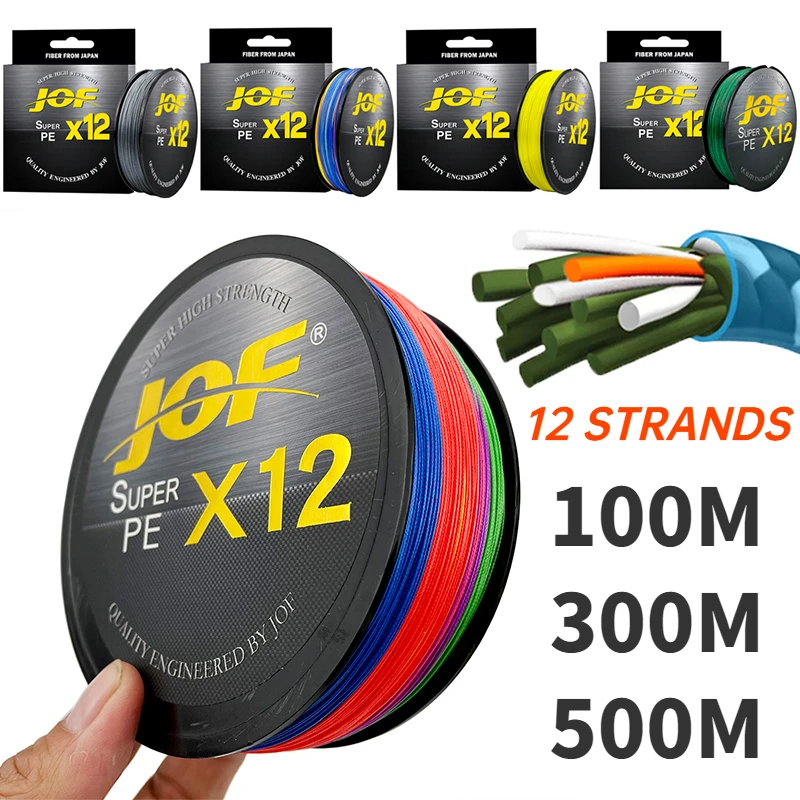 X12 Strands Super Power Multifilament Braided PE Fishing Line 100-500M Diameter:0.14-0.40mm Strength Test:25-92LB for All Waters