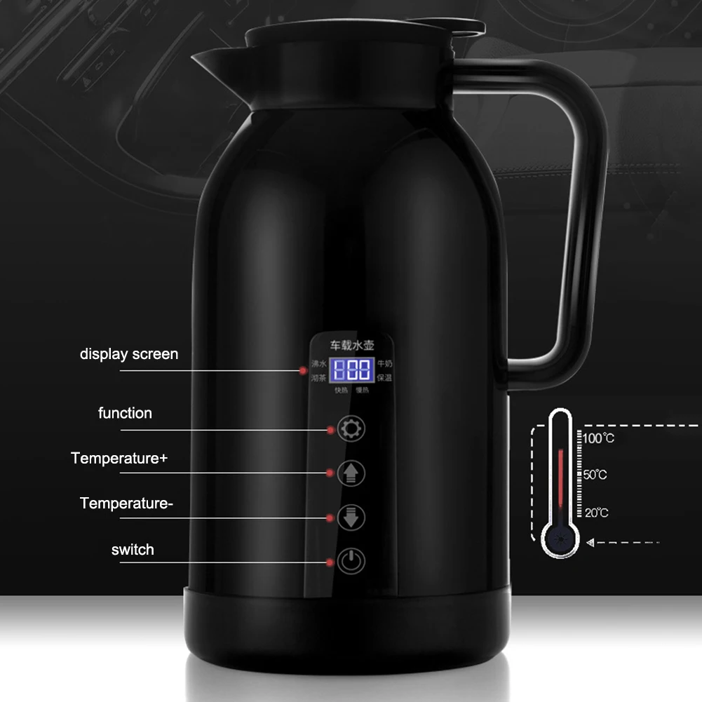 1300ML Car Portable Hot Water Bottle Temperature Digital Display Water Jug Outdoor 304 Stainless Steel Cup Large Capacity Mug