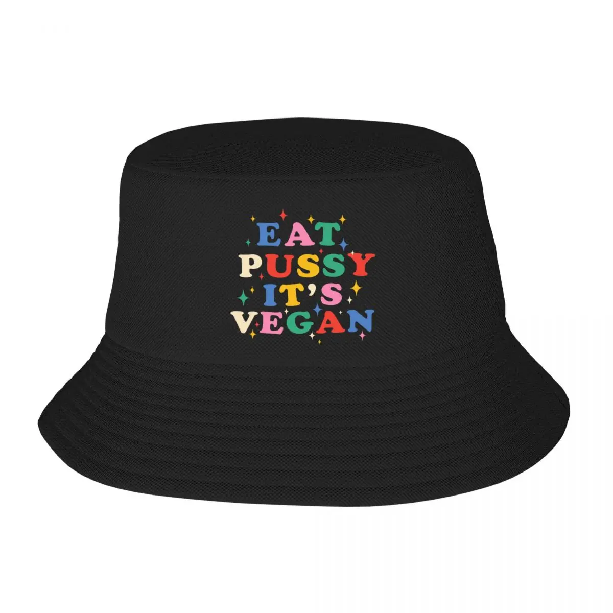 Custom Eat Pussy Its Vegan Bucket Hat Men Women Fashion Summer Beach Sun Fisherman Cap