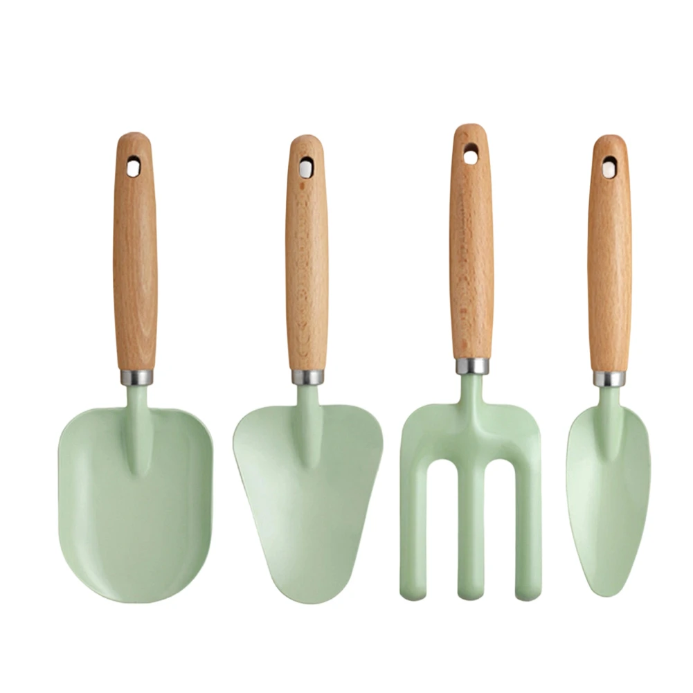 4 Pcs Gardening Tools With Wooden Handles For Children With Hardwood Handle Non Edges For  Children