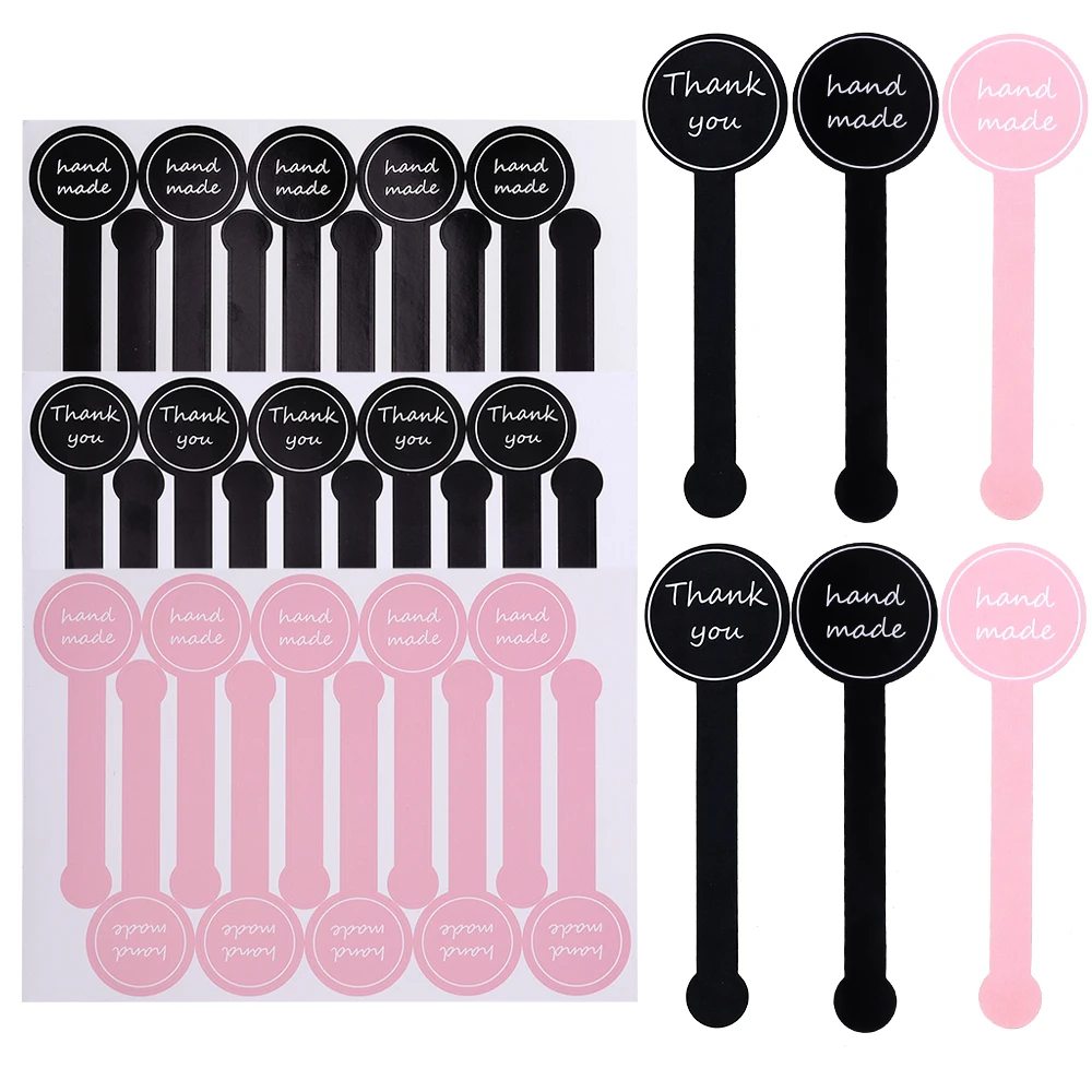 

100pcs Black Thank you long sealing sticker pudding bottle sticker, Pink baking box label sticker, baking, handicraft products