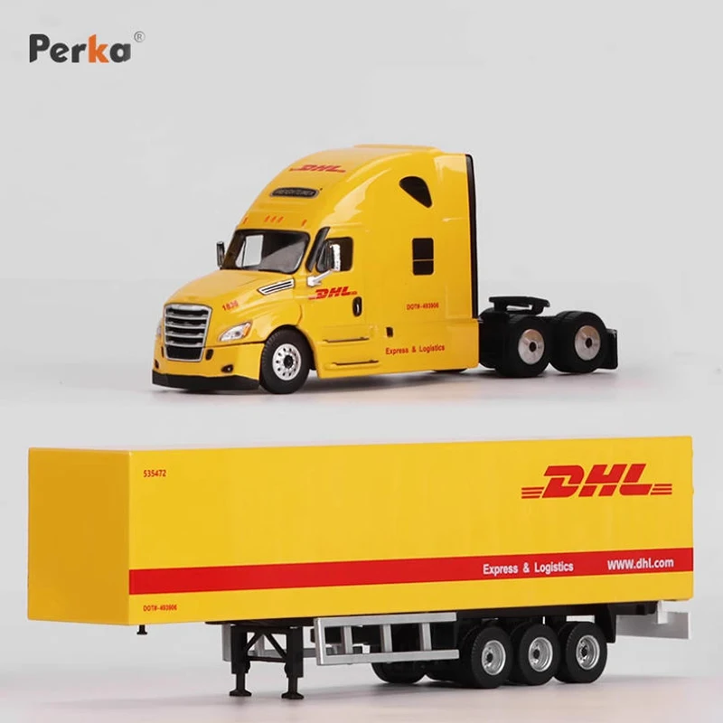 Perka 1:64 شاحنة حاوية الشحن نموذج النمط الأمريكي شاحنة شحن اللوجستية DHL FedEx سبيكة نموذج سيارة هدية لعبة #4