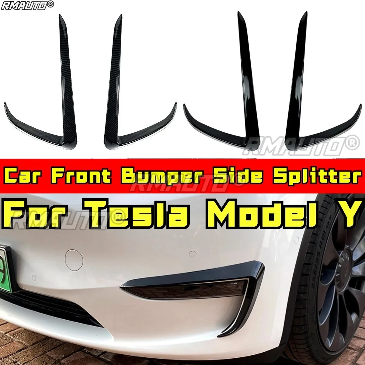 

For Tesla Model Y Body Kit Wind Knife Spoiler Tuning Air Blade Front Bumper Side Splitter For Tesla Model Y Car Part