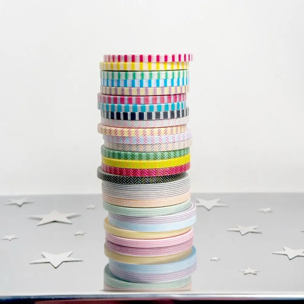 8 Rolls Hand Ledger Paper Artwork Decorative Tapes 8 Rolls 3MM Wide Sticker Roll Colorful DIY Grid Adhesive Tape Handmade Crafts