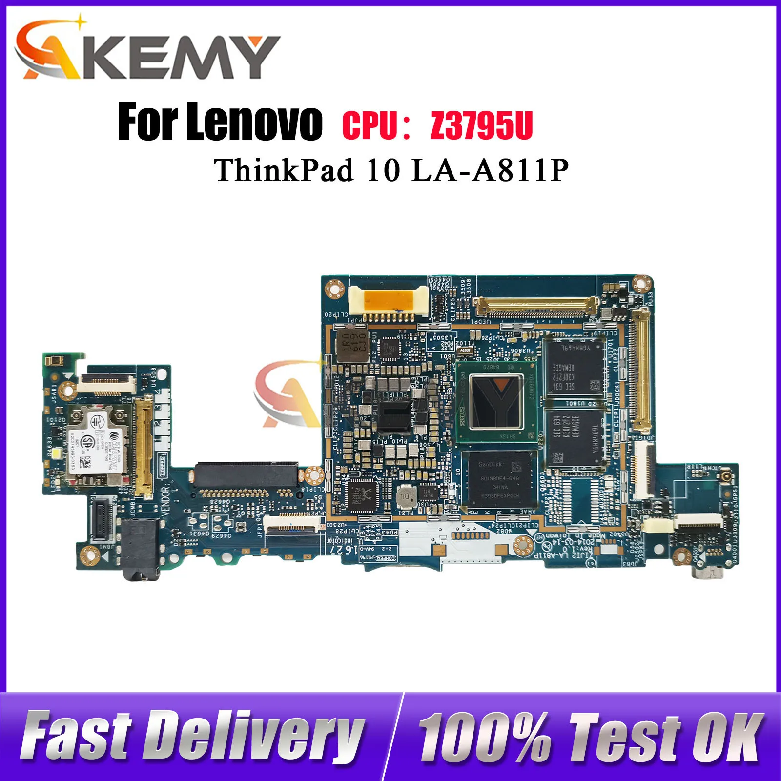 Untuk Lenovo ThinkPad 10 LA-A811P Motherboard Laptop dengan Atom Z3795 2GB 4GB RAM 100% Diuji OK