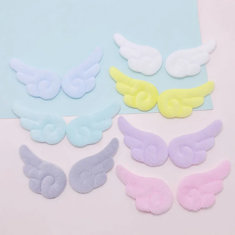 30pcs/lot 4*7.6cm Plush angel wings Patches Appliques for Craft Clothes Sewing Supplies DIY Hair Clip Accessories