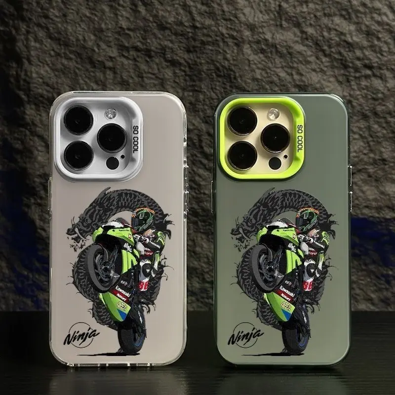 Custodia per telefono moto drago nero per K-KawasakiS iPhone 16 15 14 13 12 11 Pro Max X XR XSMAX 8 7 Plus Cover posteriore opaca caramella