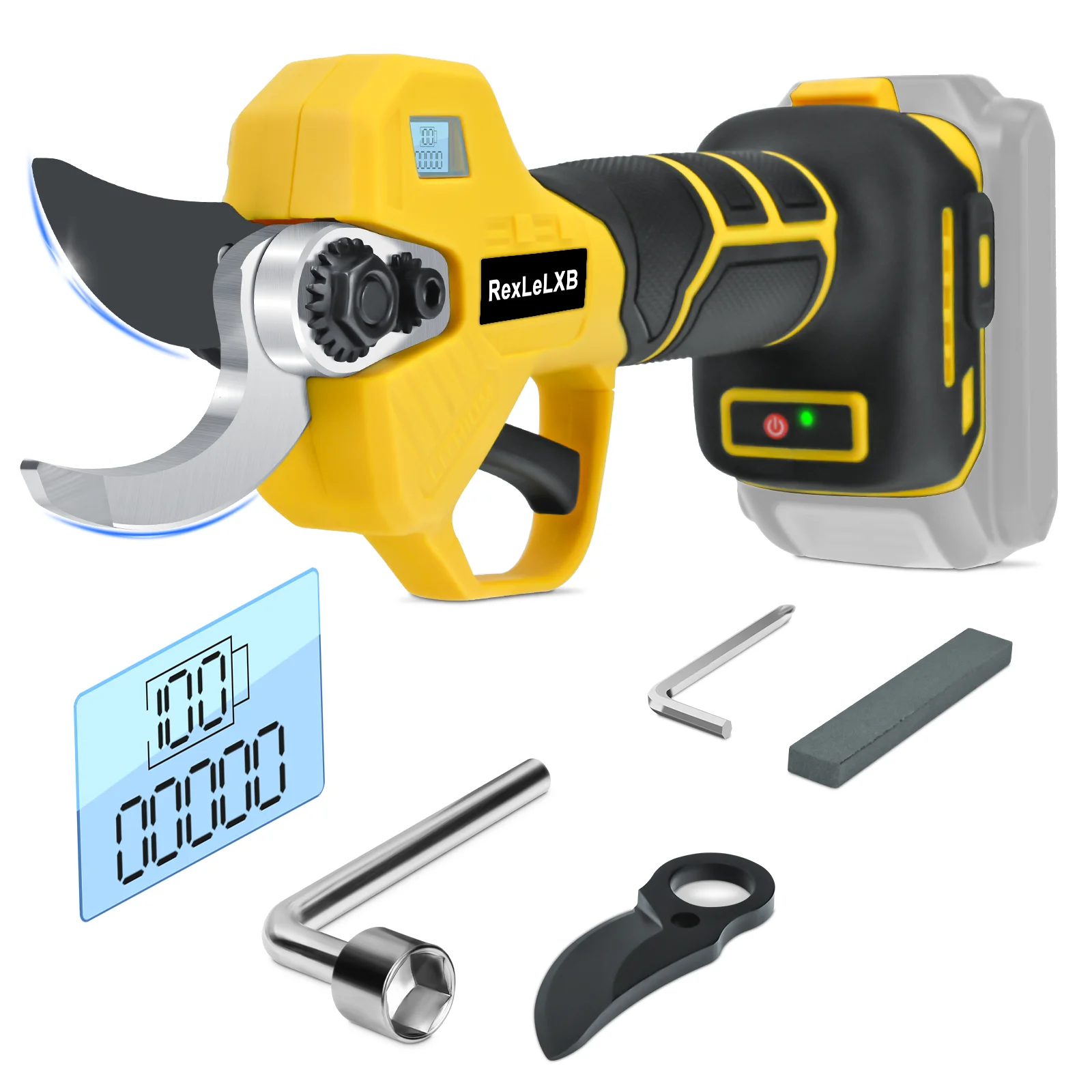 

30mm Brushless Electric Pruning Shears 2 Gear Electric Scissors Orchard Shrub Branch Pruning for Dewalt 20V Battery (No Battery)