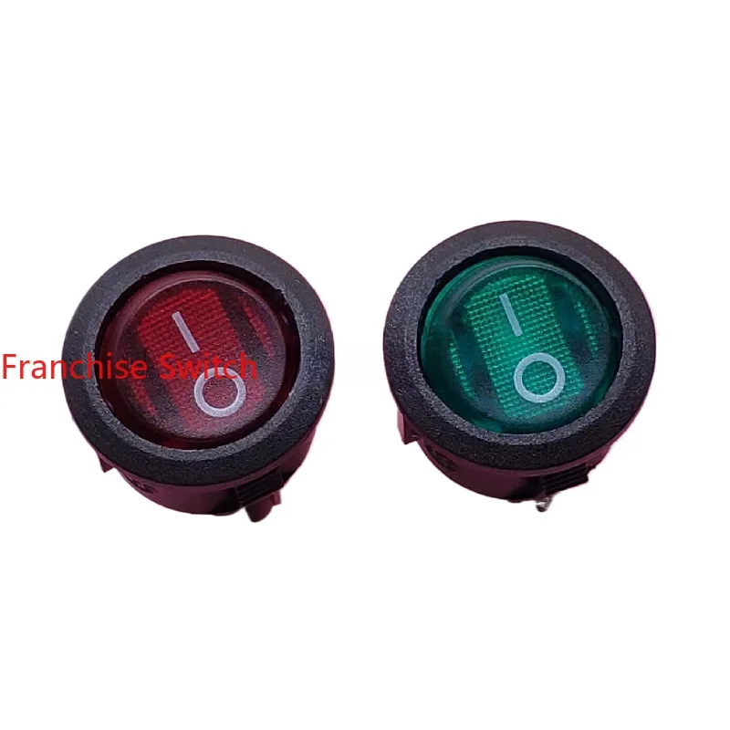 

10PCS medical equipment power switch, round 4 feet 2 gears, red/green light, opening 20MM 8A/6A250V spot