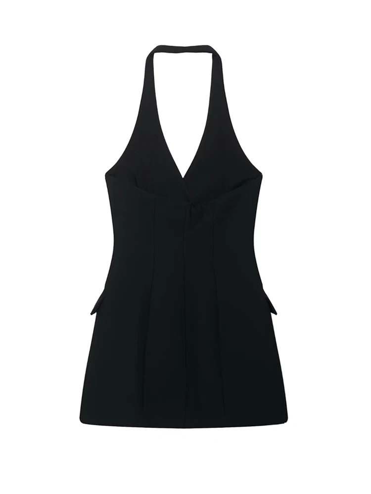 Feminino trespassado halter mini vestido com decote em v sem costas moda feminina vestidos mujer