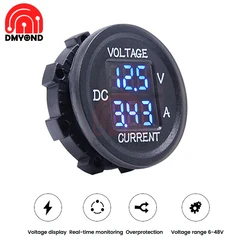 5V-48V Car Mini Waterproof Dual Voltage Meter 3-Digit Round LED Panel Digital Voltmeter Ammeter Tester Monitor Display Voltmeter