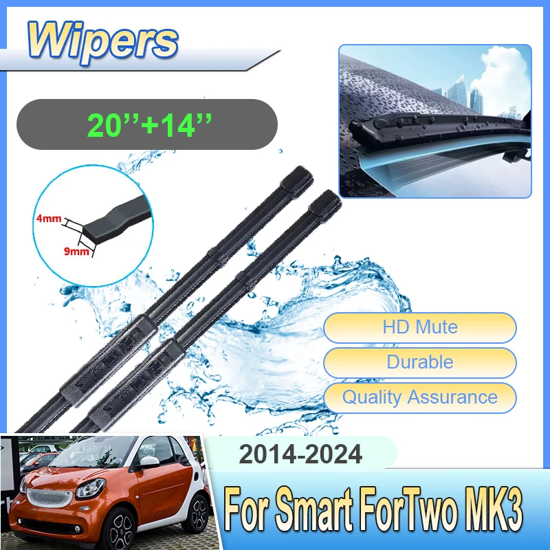 

Автомобильные передние щетки стеклоочистителя для Smart ForTwo C 453, комплект кузова 2014 MK3 2015 2016 2014-2024, щетки для лобового стекла, автоаксессуары, дворники