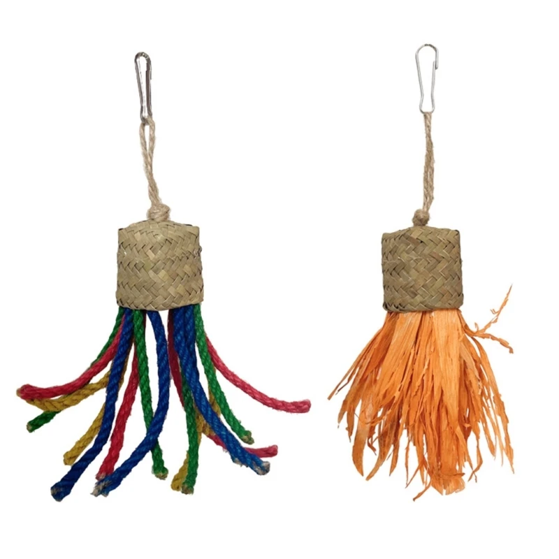 Pet Bird Tooth Chew Toy Natural Corn Bracts Colorful Rope for Cockatiel Conure