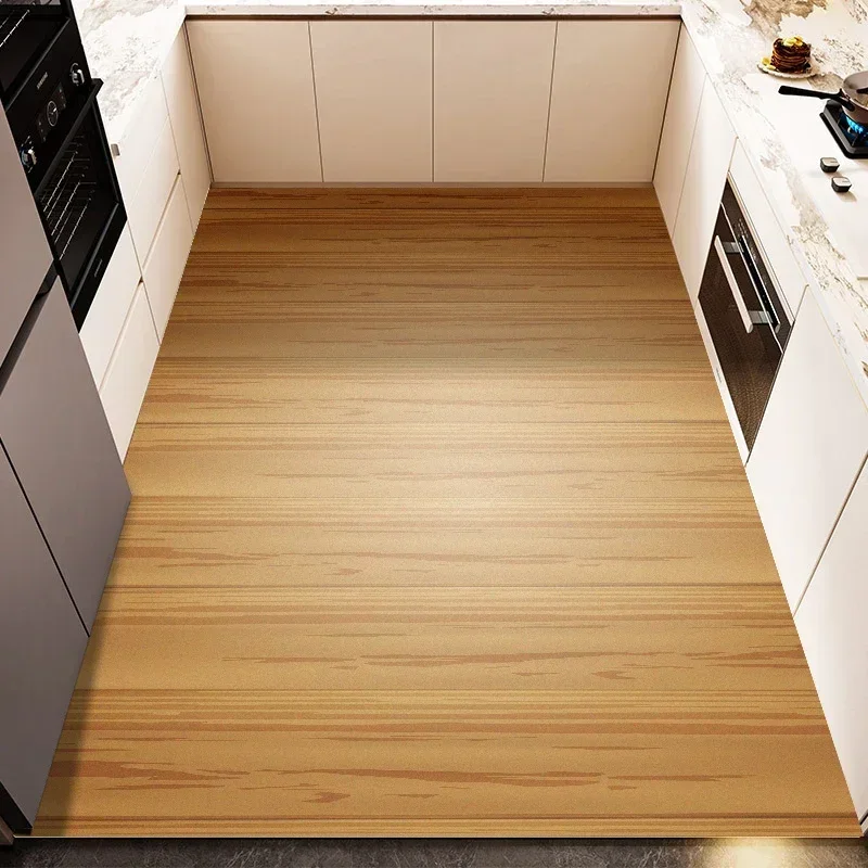 

Коврики из искусственного дерева из ПВХ, маслостойкие, Нескользящие, водонепроницаемые, кожаный ковер, домашний коврик, кухонный коврик