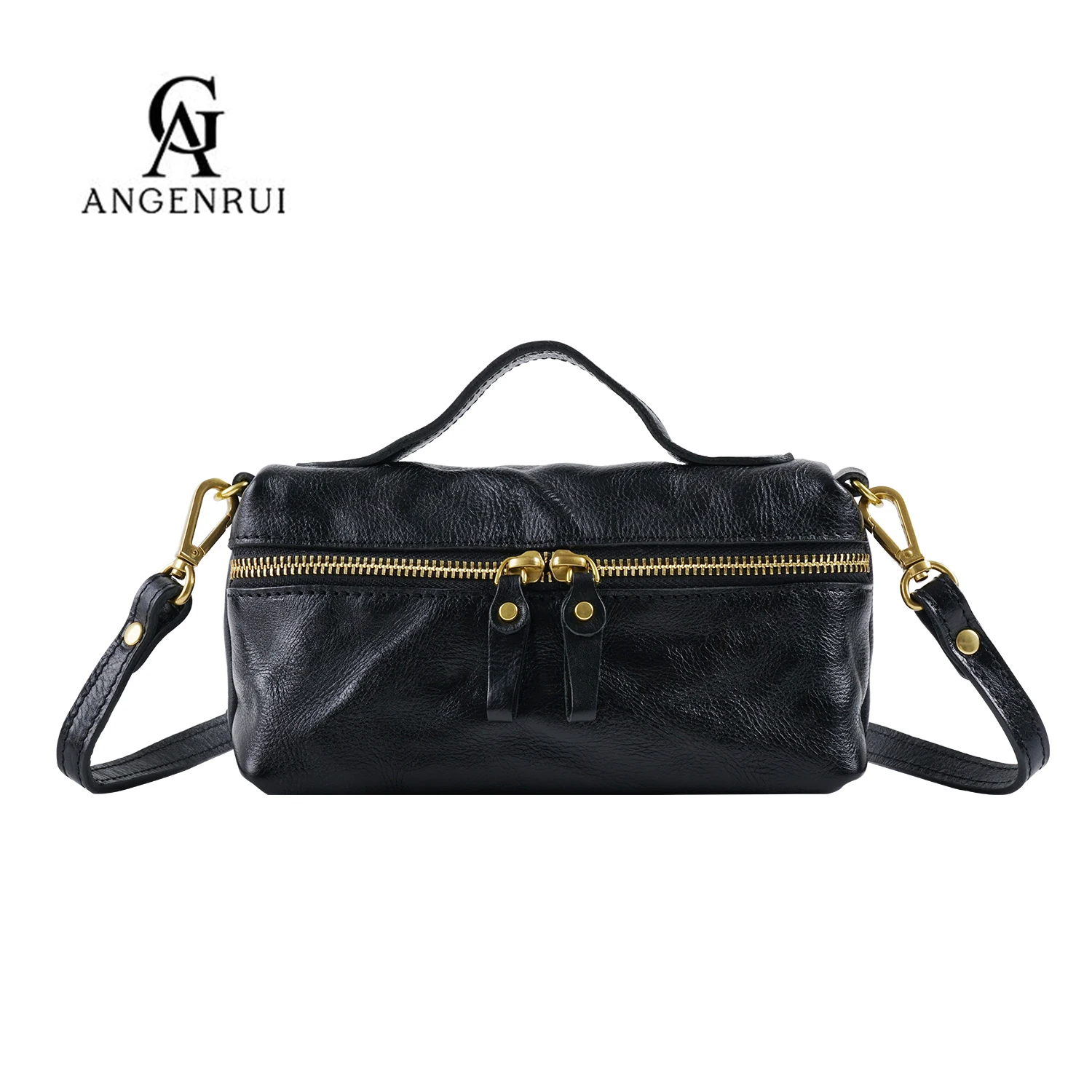 ANGENGRUI Brand Luxury Genuine Leather Women\'s Bag Unique Design Fashionable And Simple Retro Casual Shoulder Messenger Bag