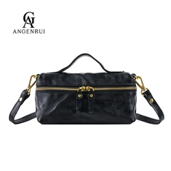 ANGENGRUI Brand Luxury Genuine Leather Women's Bag Unique Design Fashionable And Simple Retro Casual Shoulder Messenger Bag