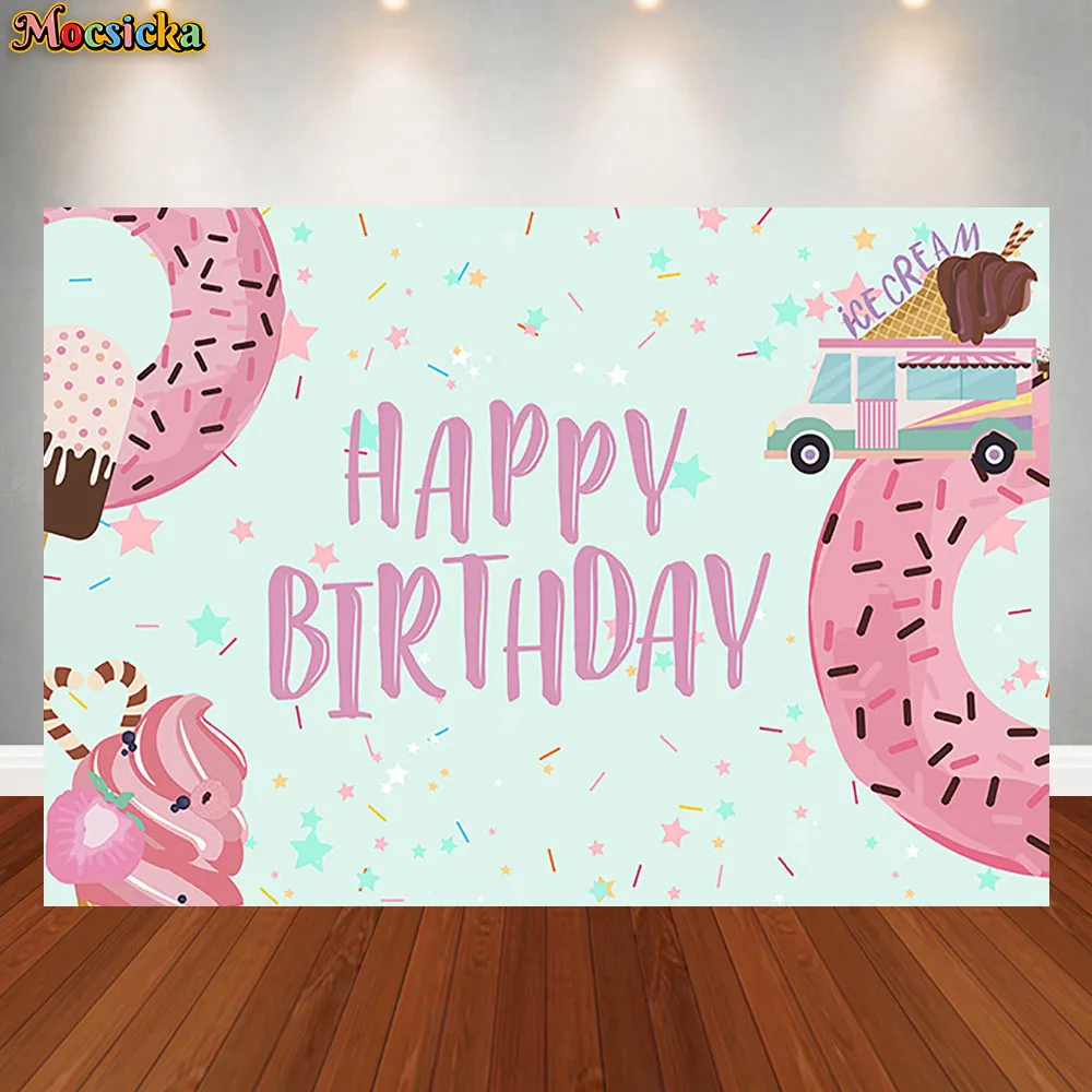 

Mocsicka Sweet Donut Custom Birthday Backdrop Oh Baby Shower Girl Banner Decor Photography Backgrounds Photo Studio Props