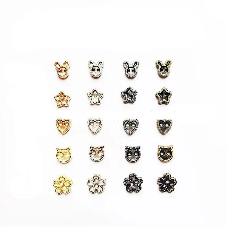 30pcs 4mm Mini Metal Buttons for Handmade Doll Clothes Round Buckles 2 Holes Scrapbooking Buttons Sewing Accessories